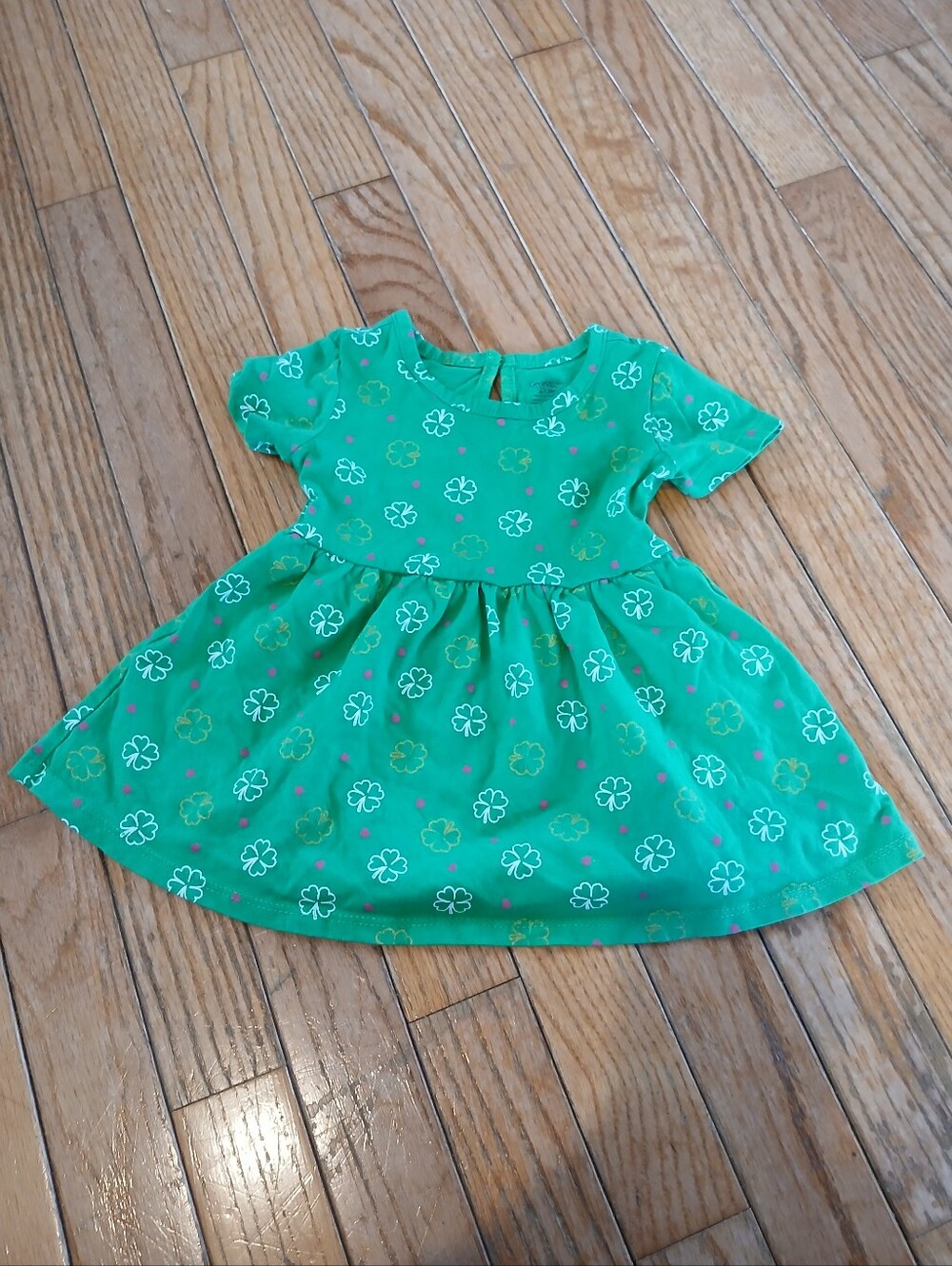 6-12month St Patricks Day Green 4 Leaf Clover Heart Dress